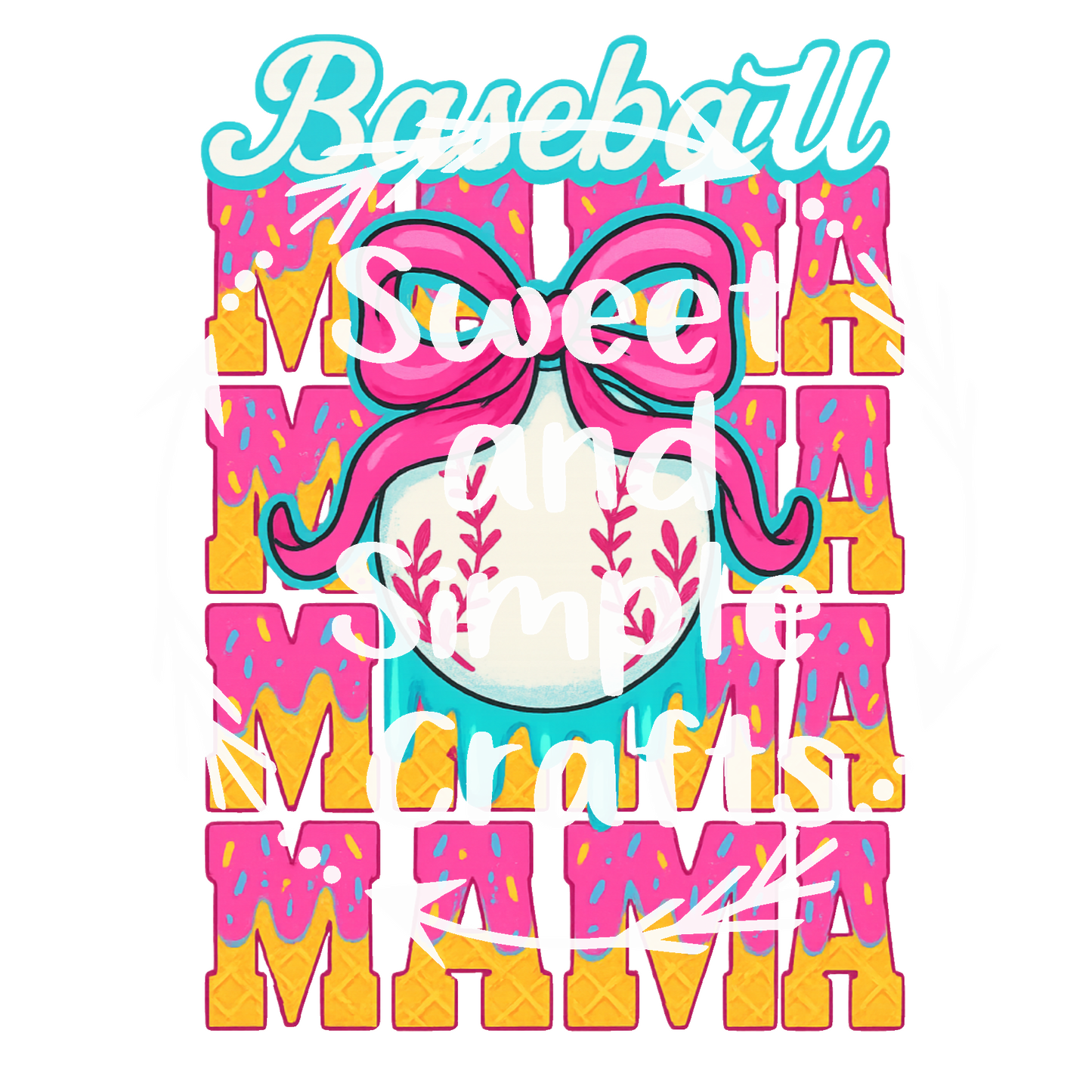 Baseball Mama ice cream drip T-shirt