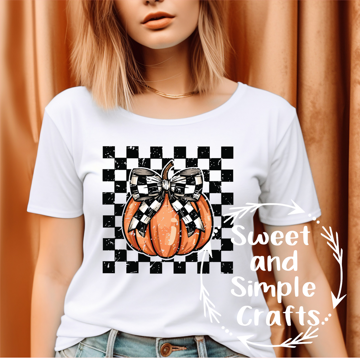 Checkered pumpkin T-shirt