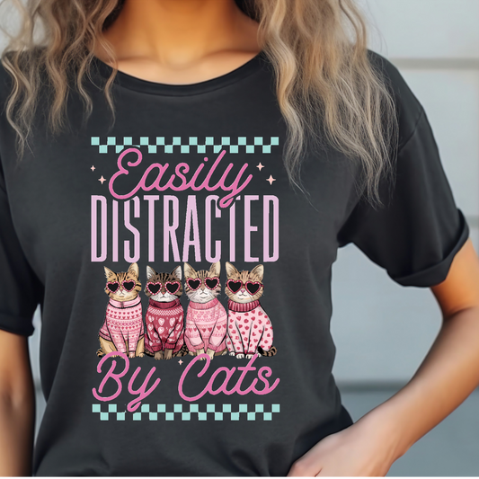 Easily distracted by cats T-shirt