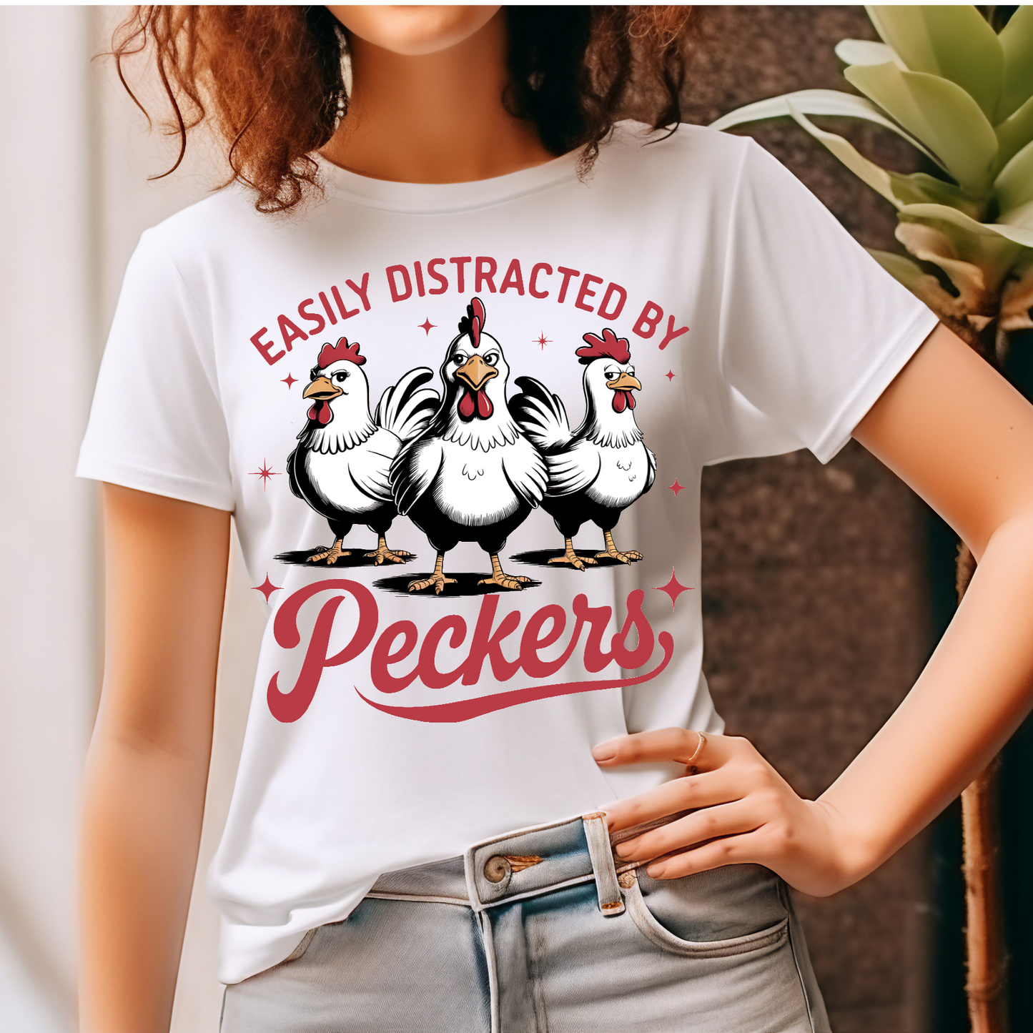 Easily distracted by peckers DTF Transfer