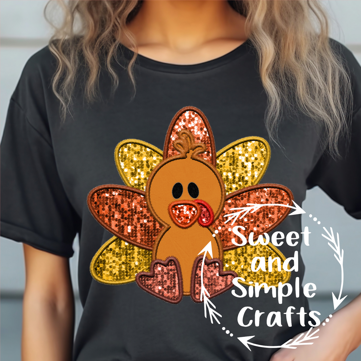 Faux sequin turkey T-shirt