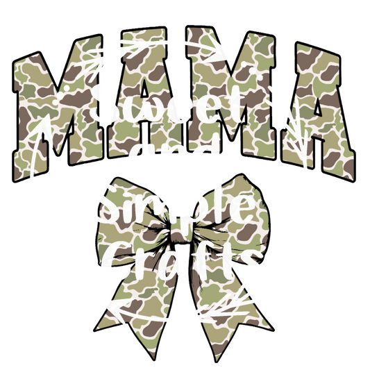 Mama with camo bow DTF Transfer