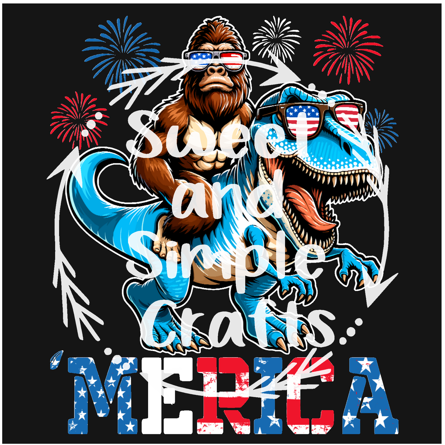 Merica Sasquatch riding a Trex T-shirt