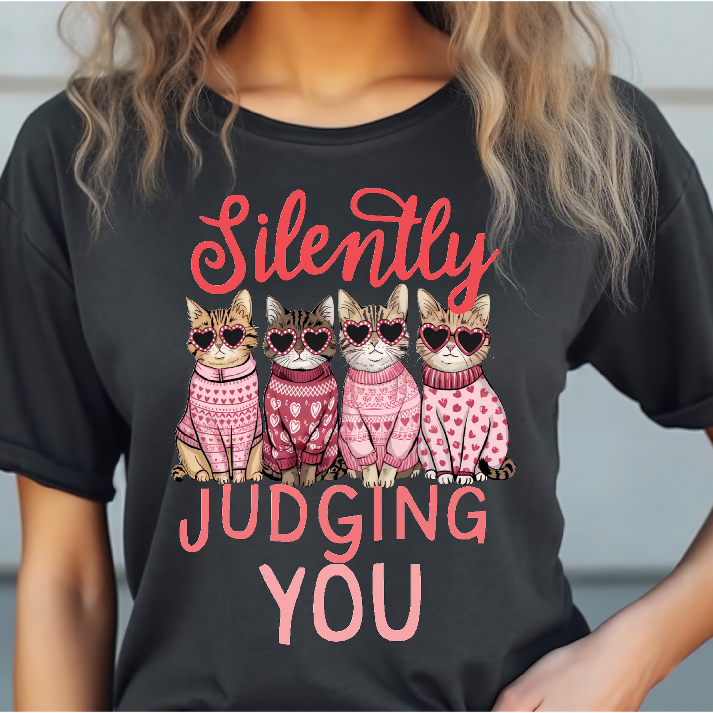 Silently judging you (cats) DTF Transfer