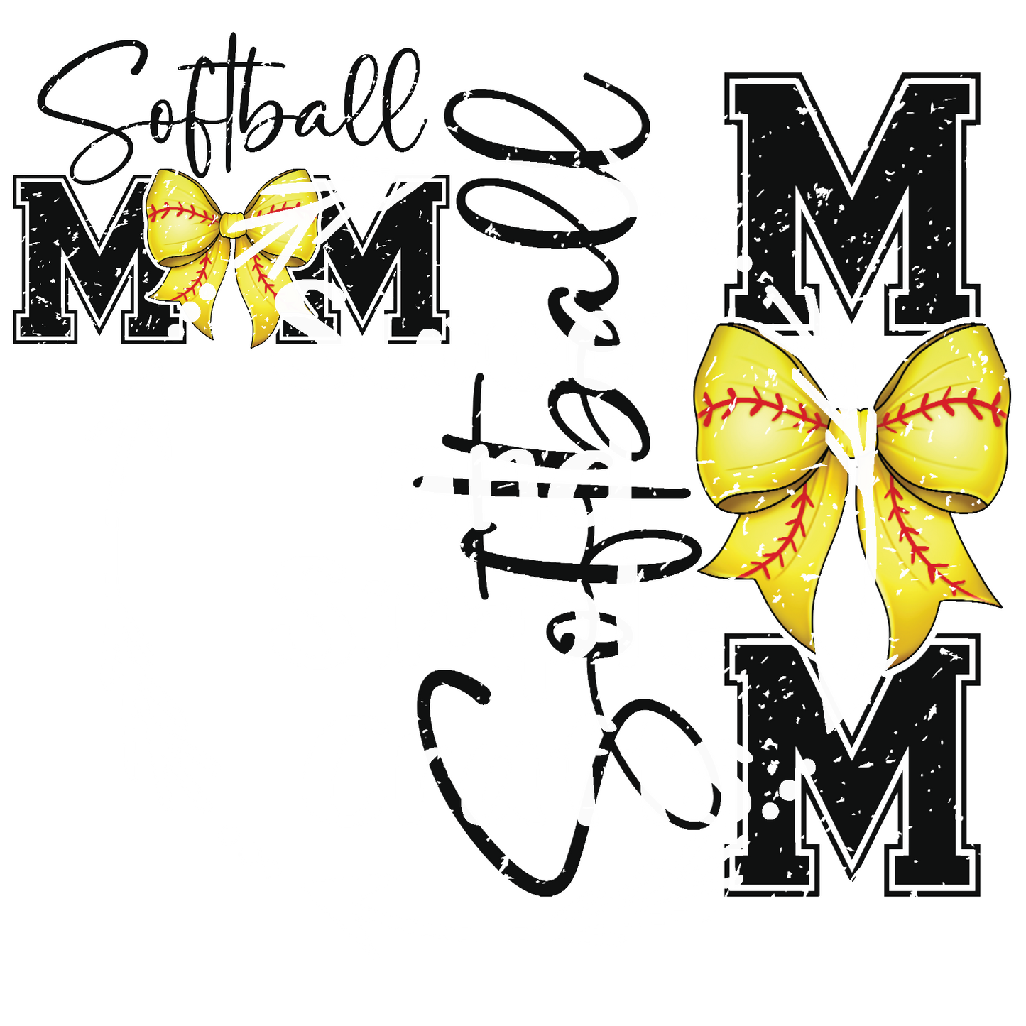 Softball Mom with bow Sweatshirt Front and back