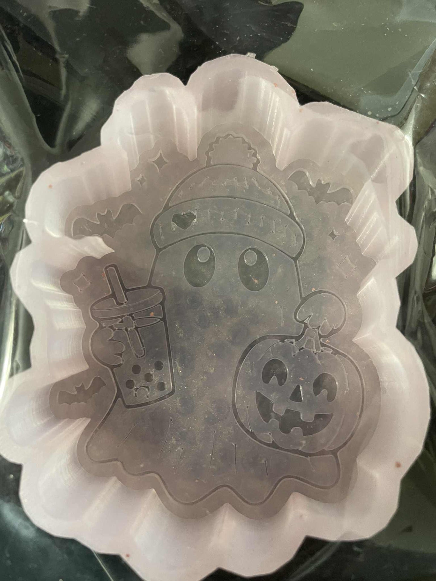Cute ghost with drink car freshie mold
