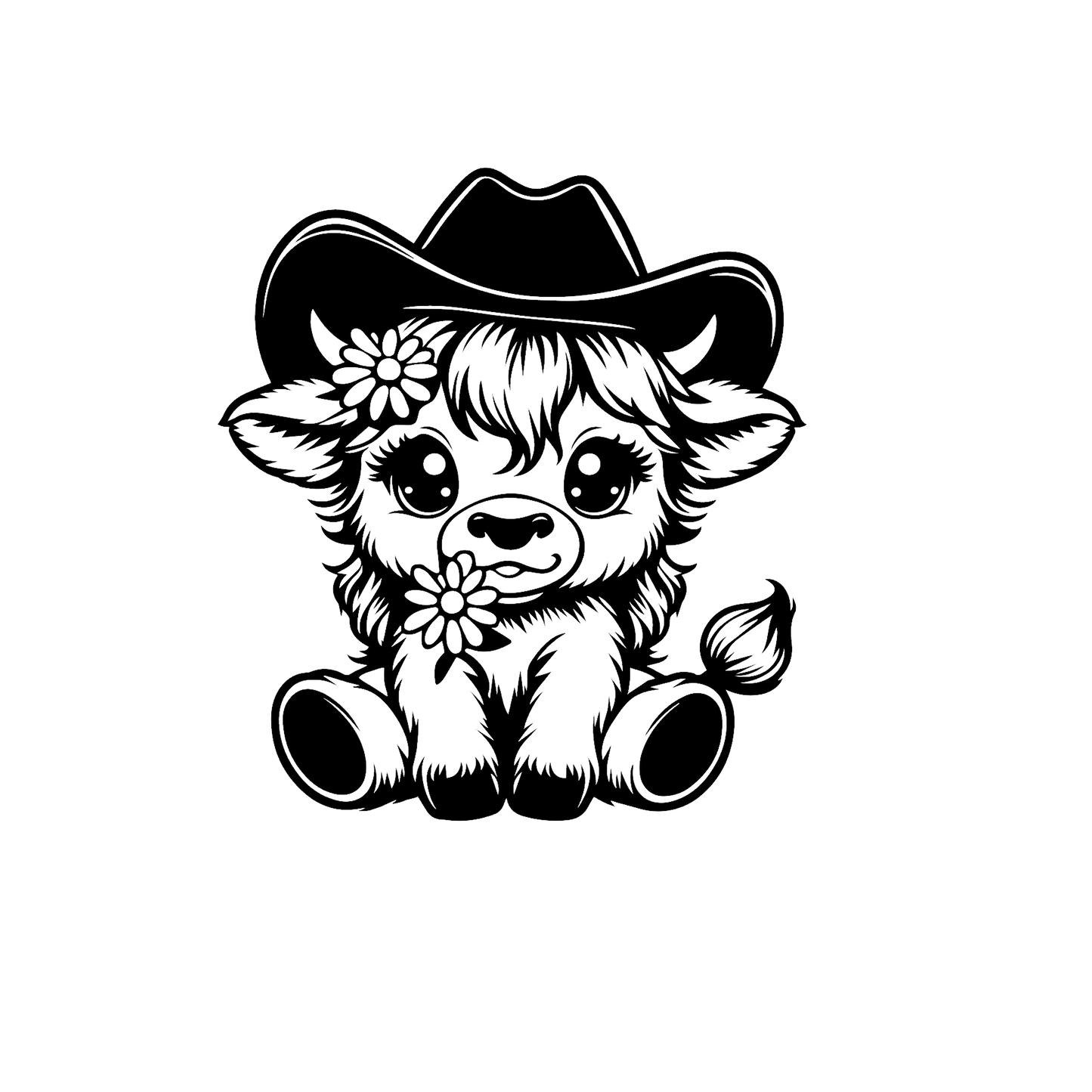 Highland cow with hat and flower car freshie mold