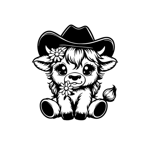 Highland cow with hat and flower car freshie mold