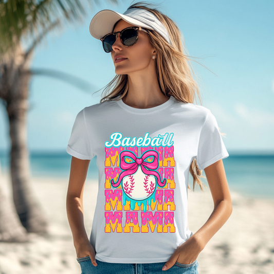 Baseball Mama ice cream drip T-shirt