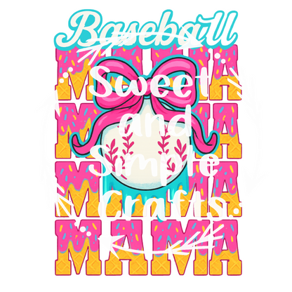 Baseball Mama ice cream drip T-shirt