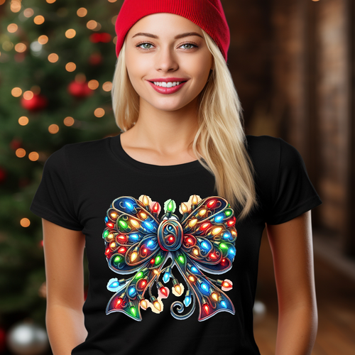 Christmas Lights Bow T-shirt