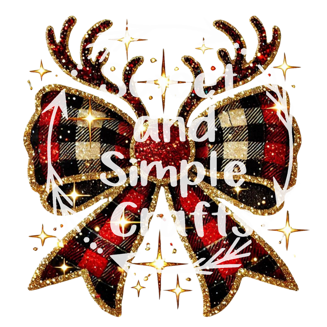 Christmas Reindeer Bow DTF Transfer