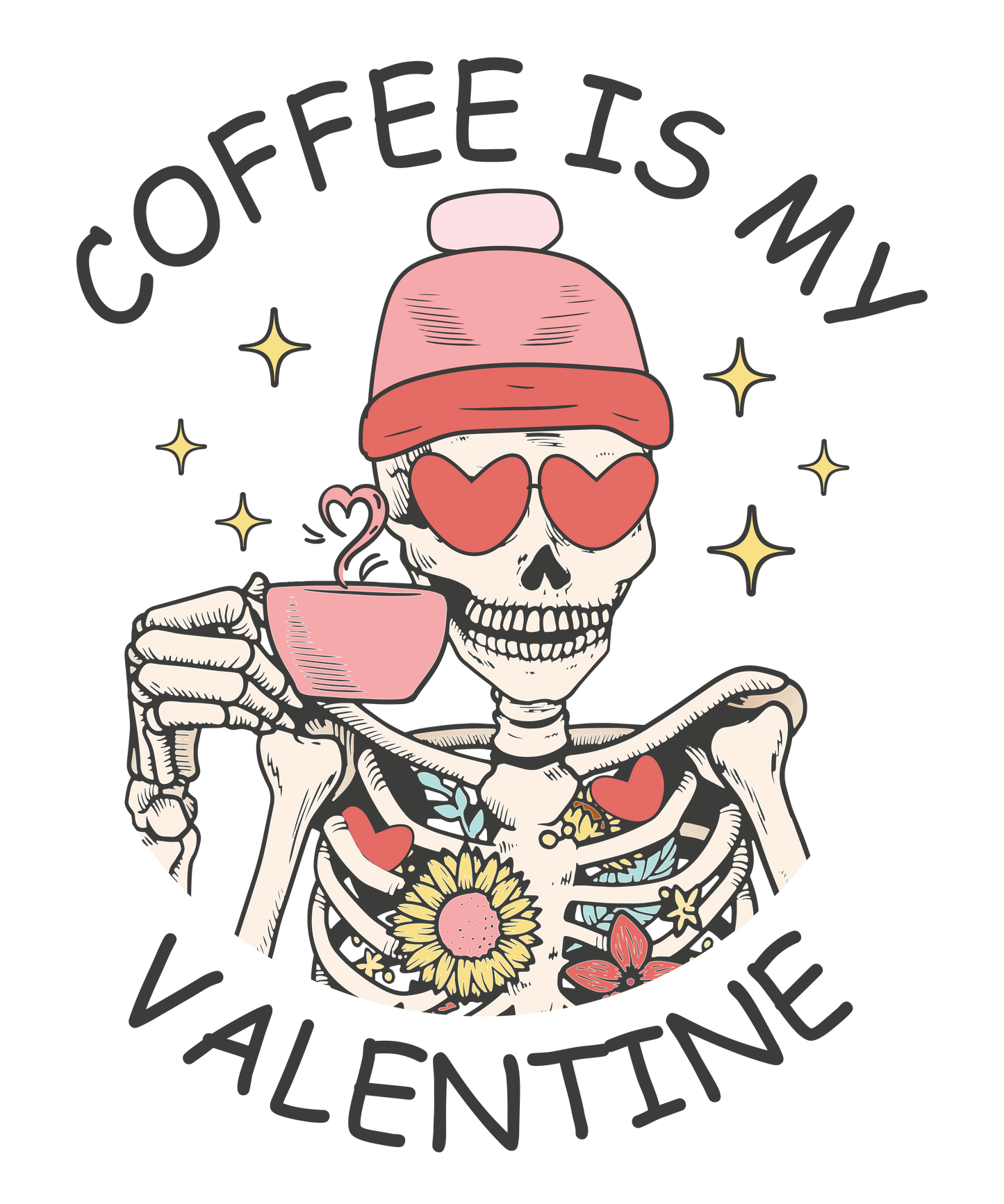 Coffee is my Valentine Skeleton T-shirt