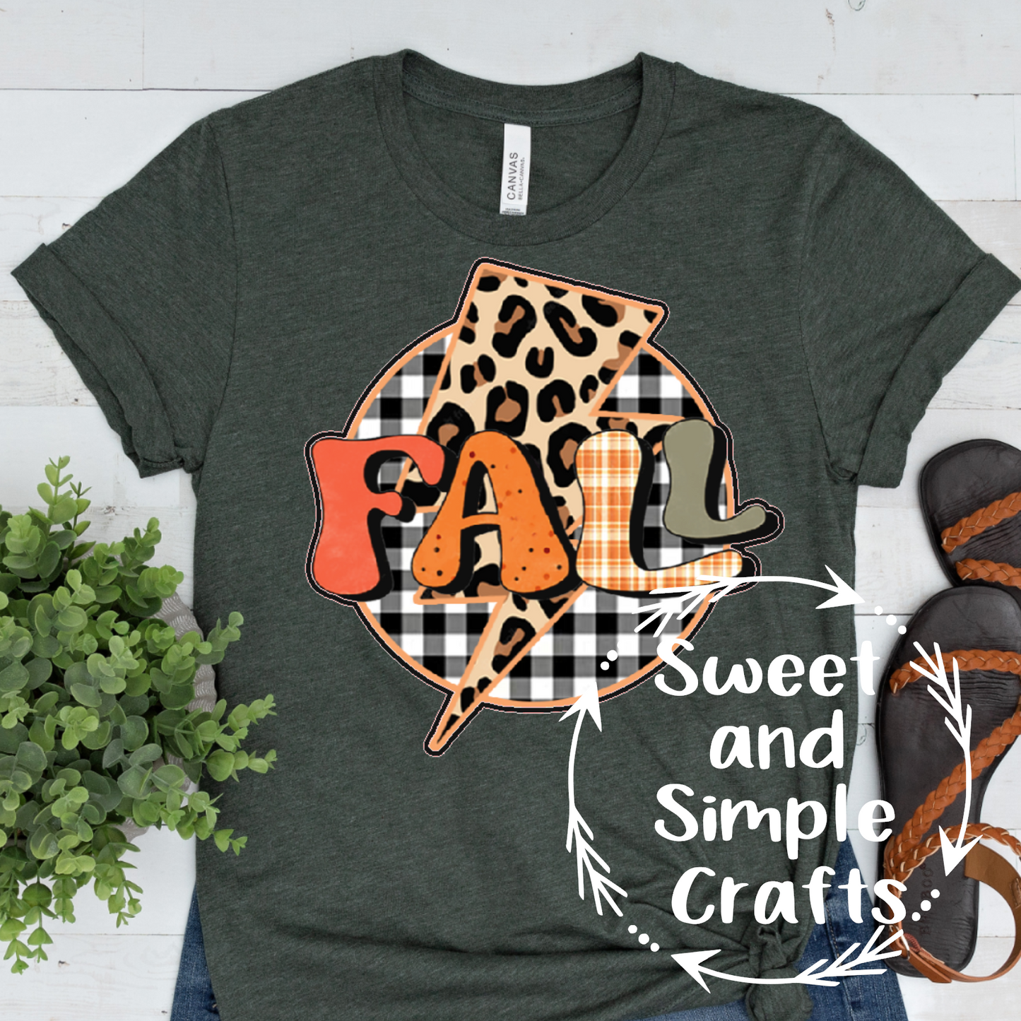 Fall leopard lightning bolt T-shirt