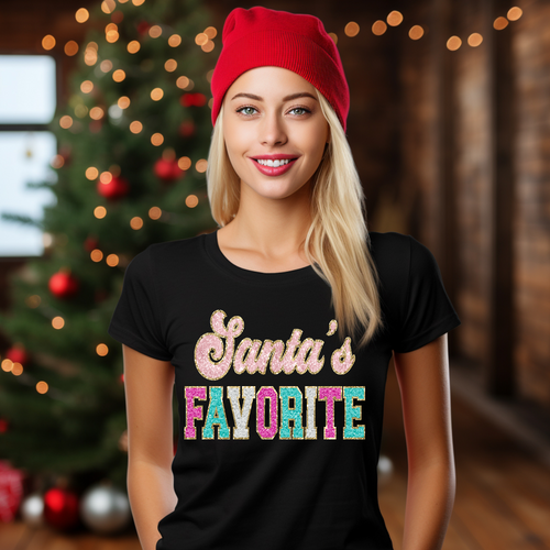 Santa's Favorite Glitter (Faux) T-shirt