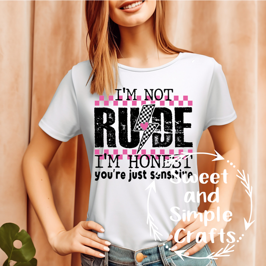 I'm not rude I'm honest with pink checkered T-shirt