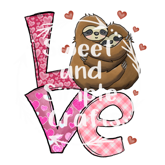 Love with sloths DTF Transfer