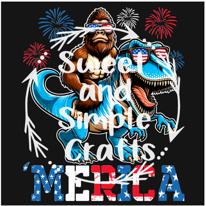 Merica Sasquatch riding a Trex T-shirt