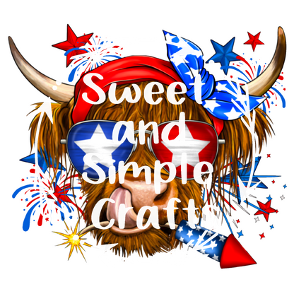 Patriotic Highland Cow T-shirt