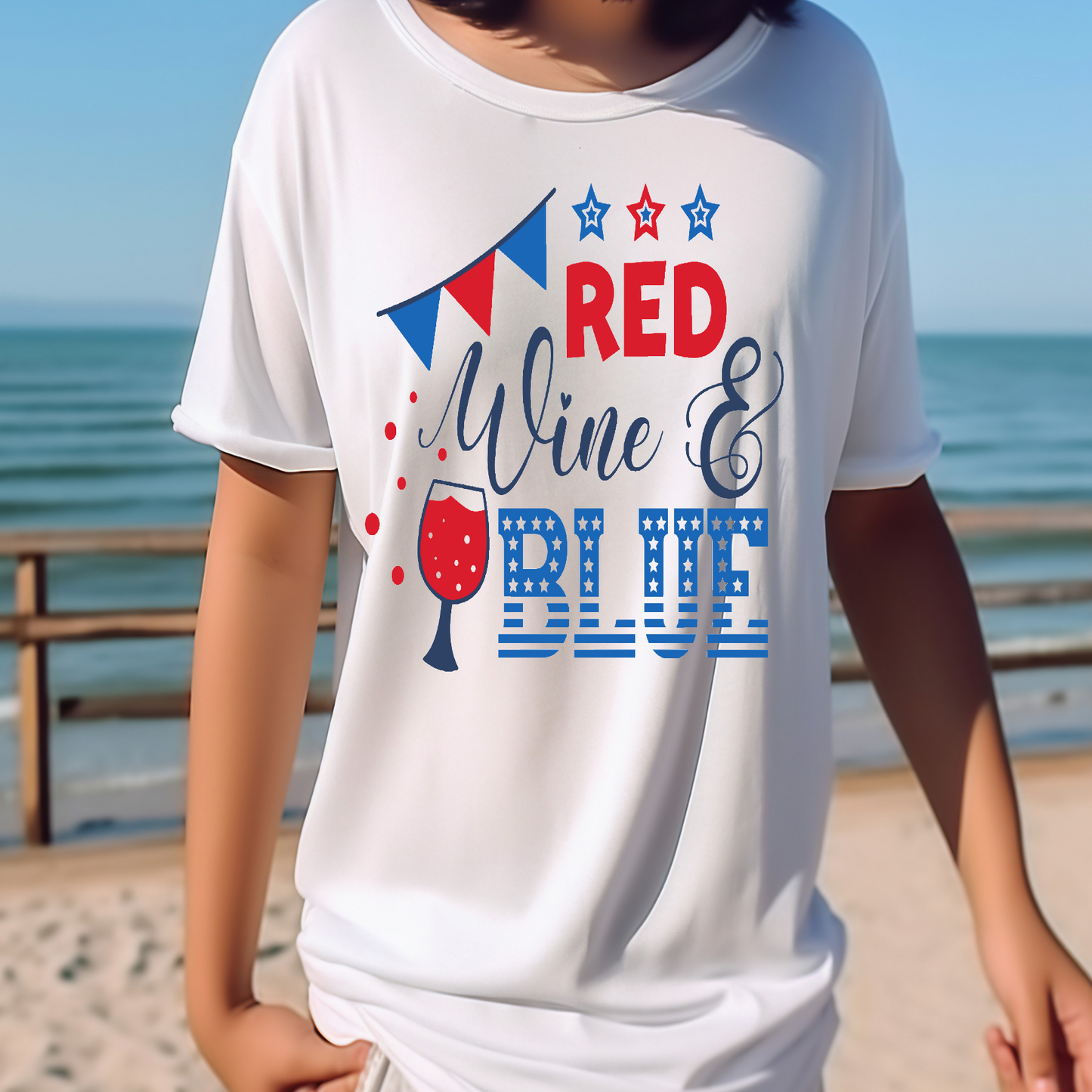 Red wine and Blue T-shirt