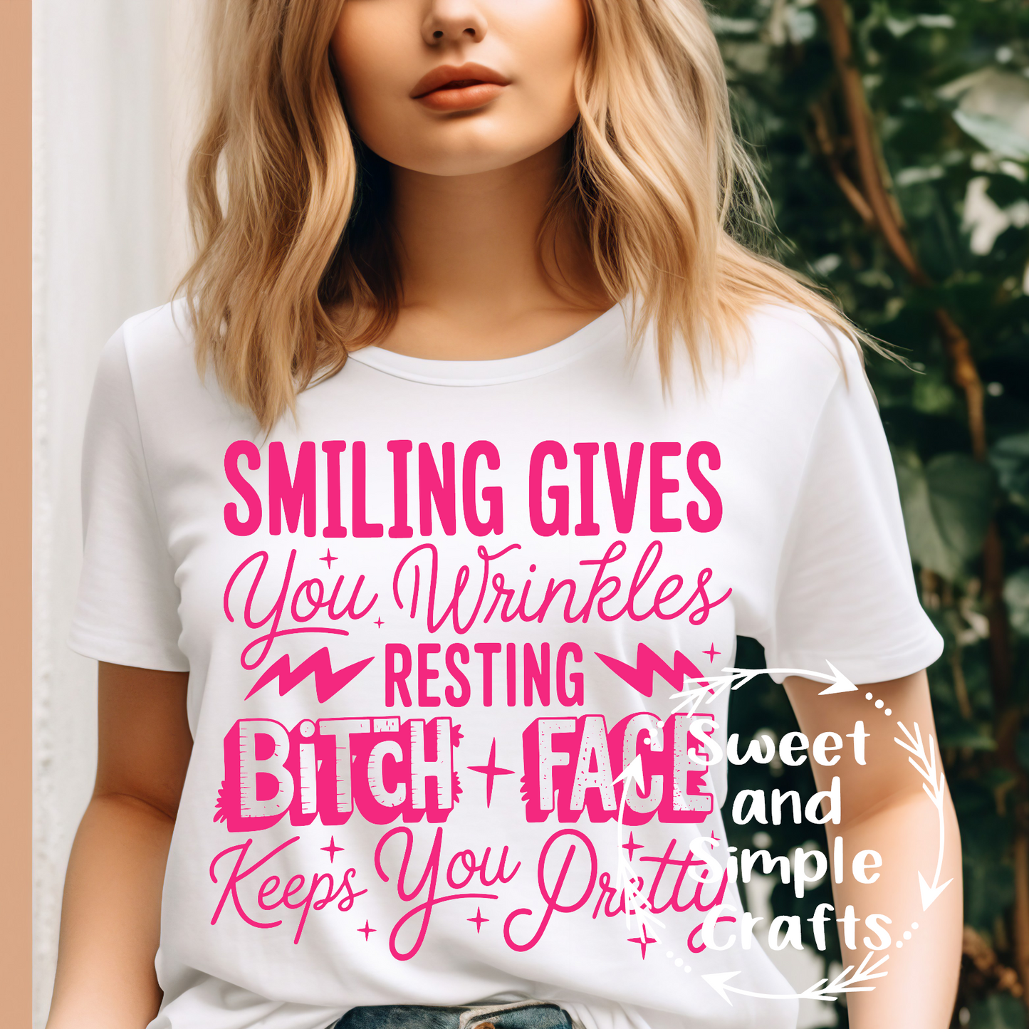 Smiling give you wrinkles Adult Language T-shirt