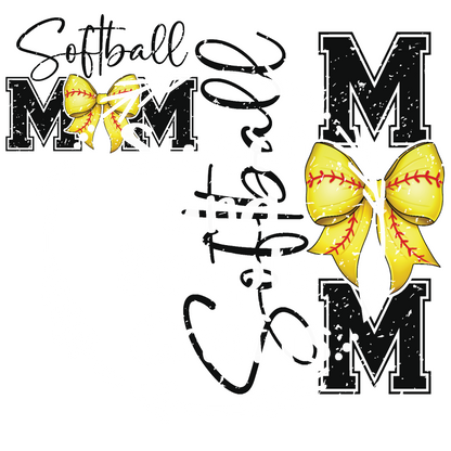 Softball Mom with bow Sweatshirt Front and back