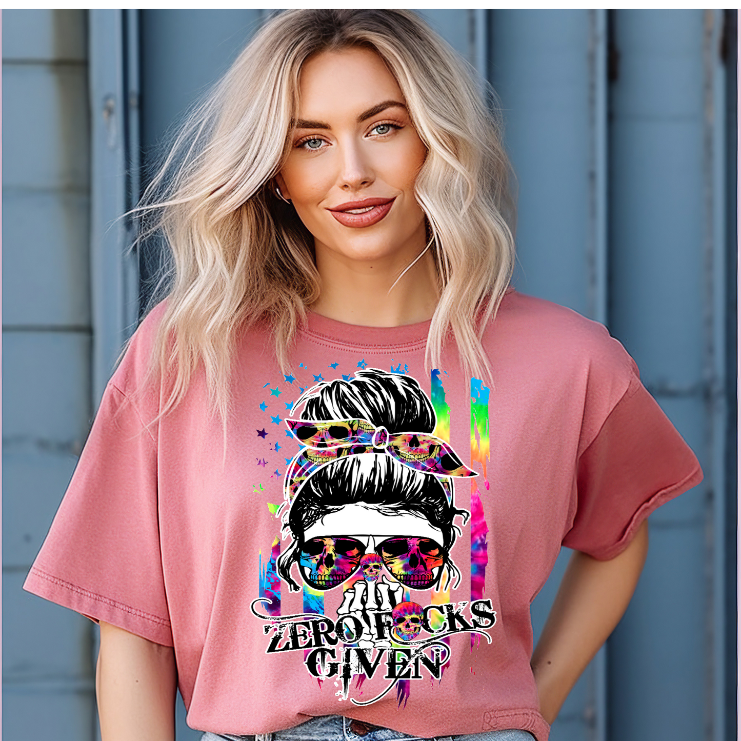 Zero f's given messy bun Adult Language T-shirt