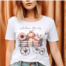 Autumn girl cart of pumpkins DTF Transfer