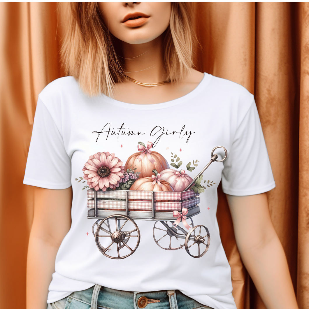 Autumn Girly Cart of pumpkins T-shirt