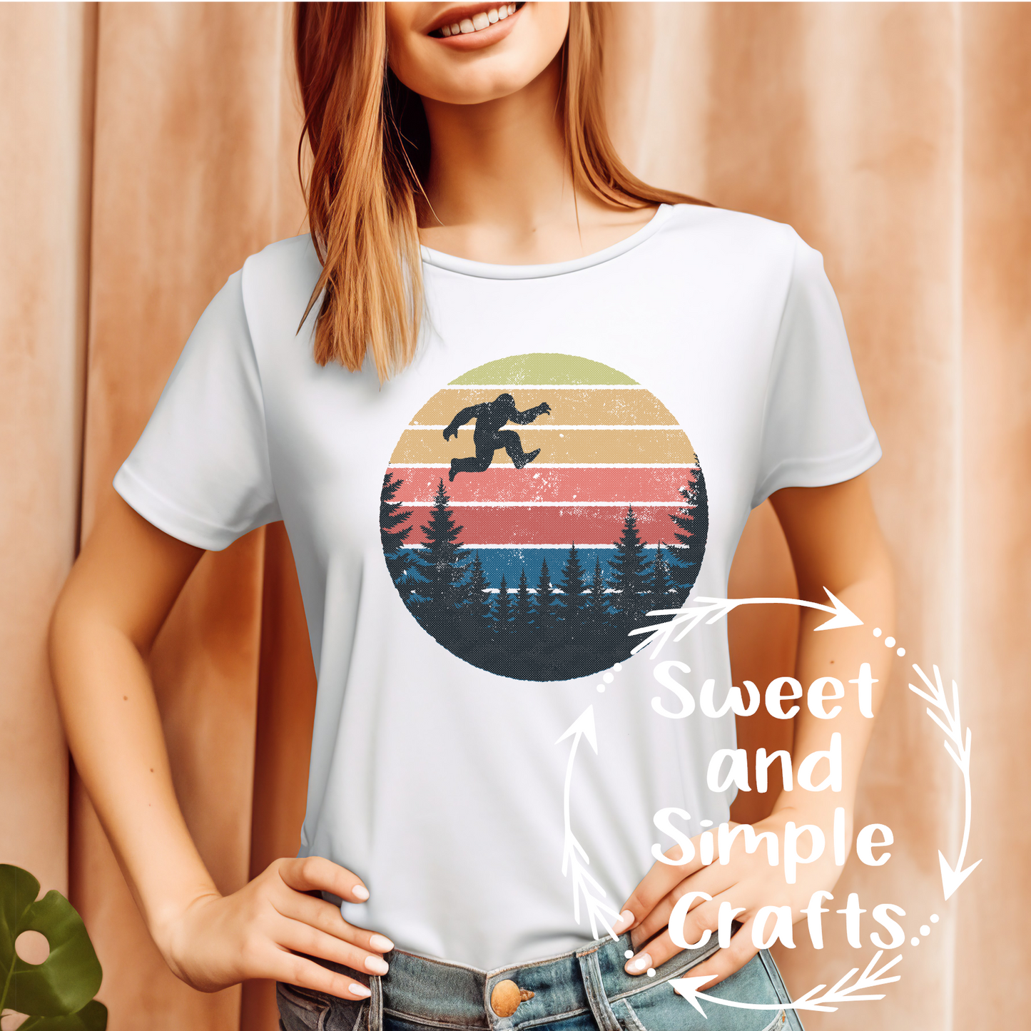 Big foot in moon T-shirt