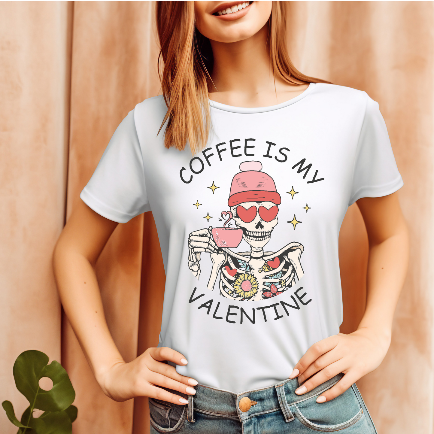 Coffee is my Valentine Skeleton T-shirt