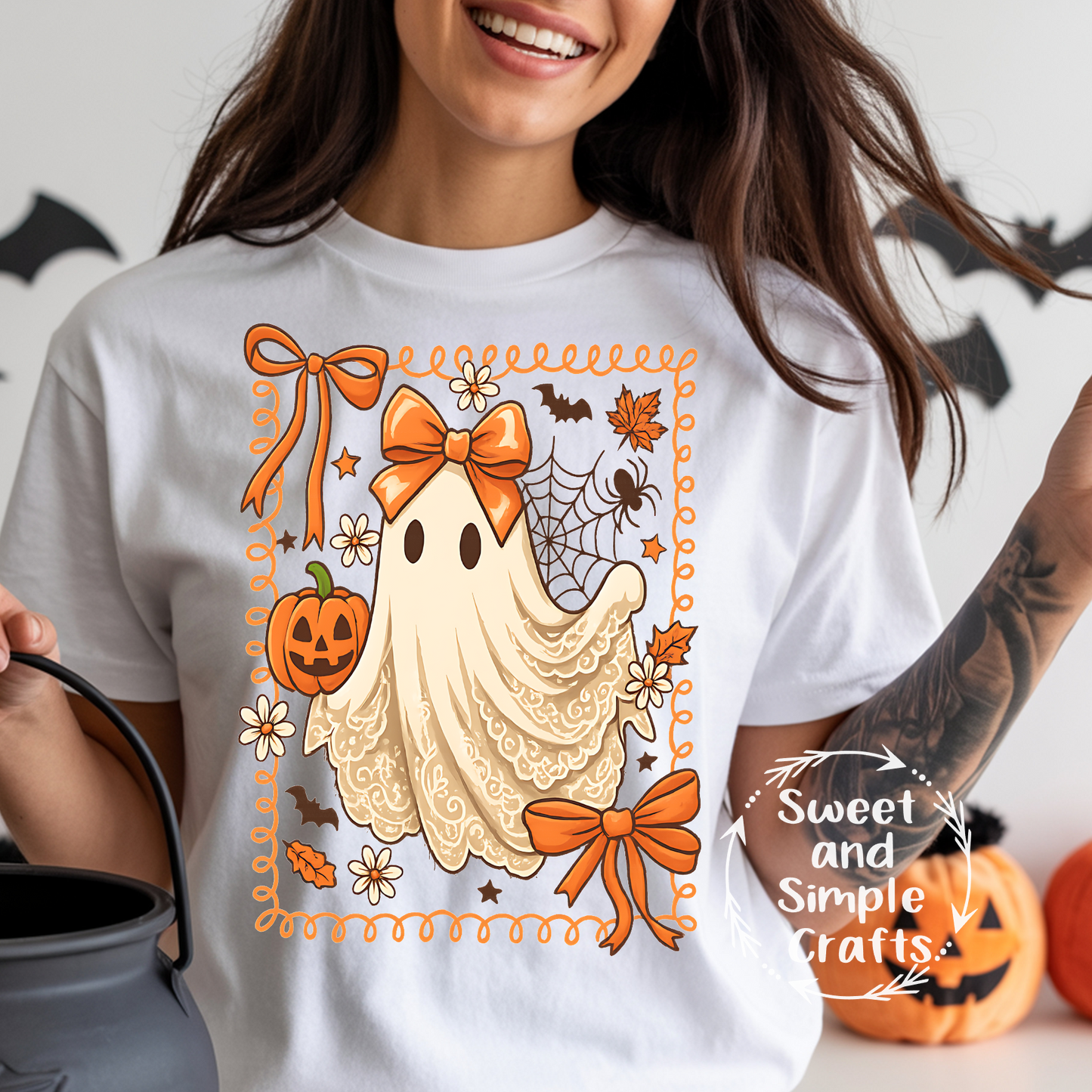 Coquette lace ghost T-shirt