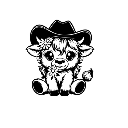 Highland cow with hat and flower car freshie mold