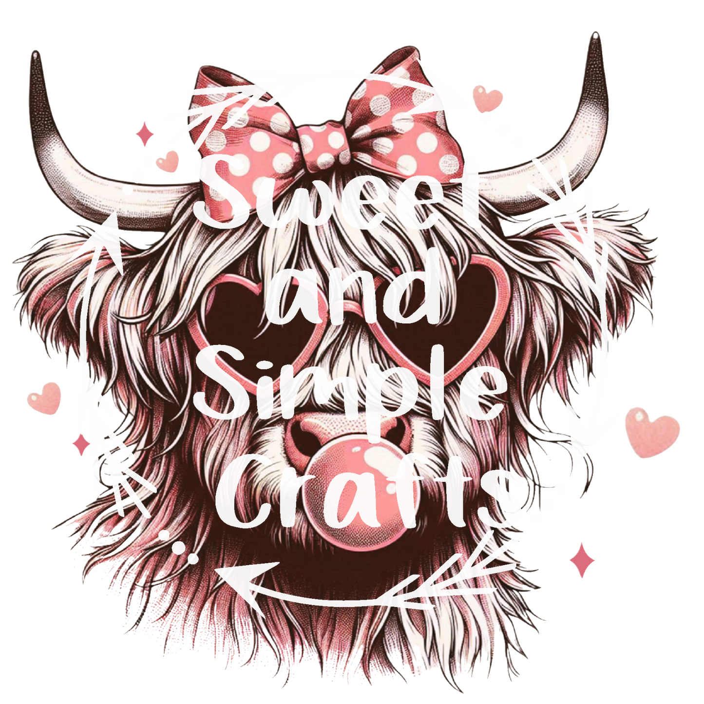 Highland cow with bubblegum T-shirt