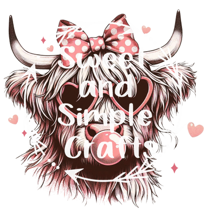 Highland cow with bubblegum T-shirt