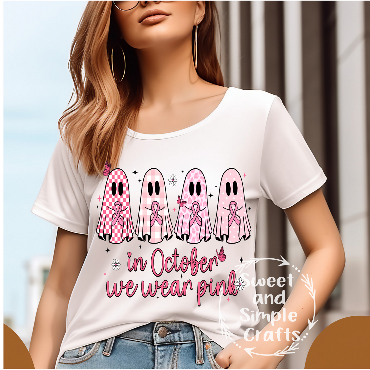 In October we wear pink ghost T-shirt