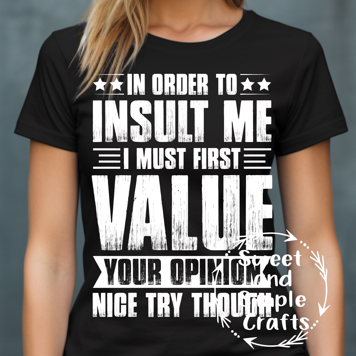 In order to insult me I must first value your opinion T-shirt