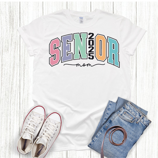 Senior Mom 2025 colorful Graduation T-shirt