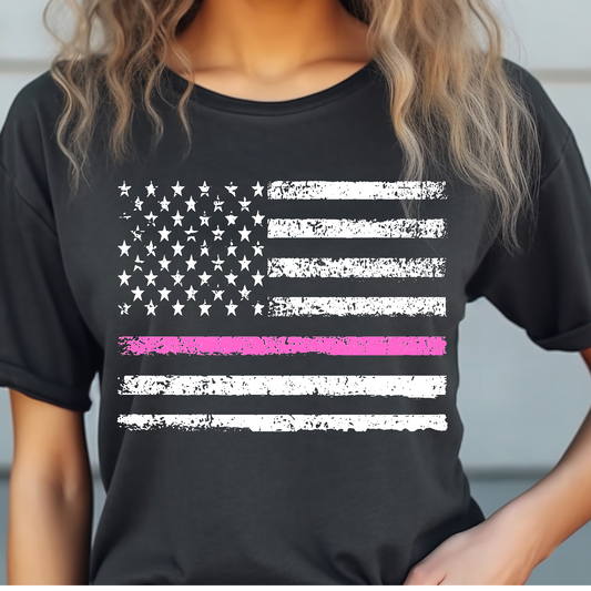 Pink and white Flag (Breast Cancer) T-shirt