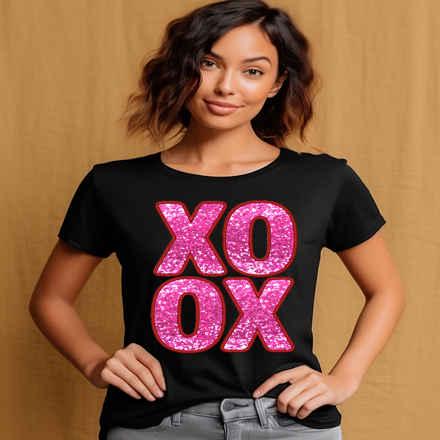 XOXO faux sequin T-shirt