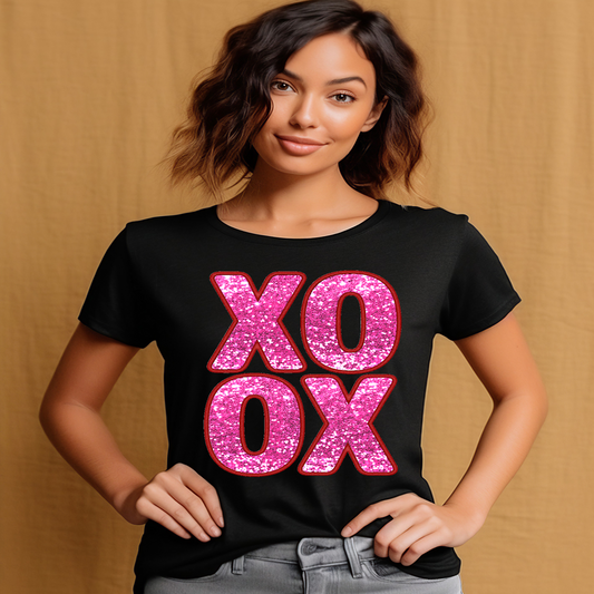 XOXO faux sequin T-shirt