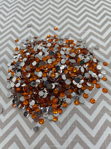 Black eyed Susan (Hyacinth Orange) Resin Silver Flatback Rhinestone